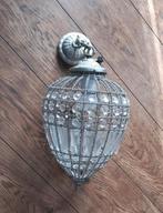 Mooie brocante hanglamp met glas steentjes- kristallen., Ophalen, Zo goed als nieuw, Glas, Brocante - landelijk