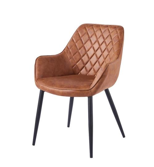 Eetkamerstoel Columbia Cognac, Huis en Inrichting, Stoelen, Nieuw, Vijf, Zes of meer stoelen, Hout, Kunststof, Leer, Metaal, Riet of Rotan