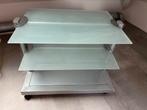 TV meubel met wielen grijs/glas, Ophalen, 50 tot 100 cm, Minder dan 100 cm, 25 tot 50 cm