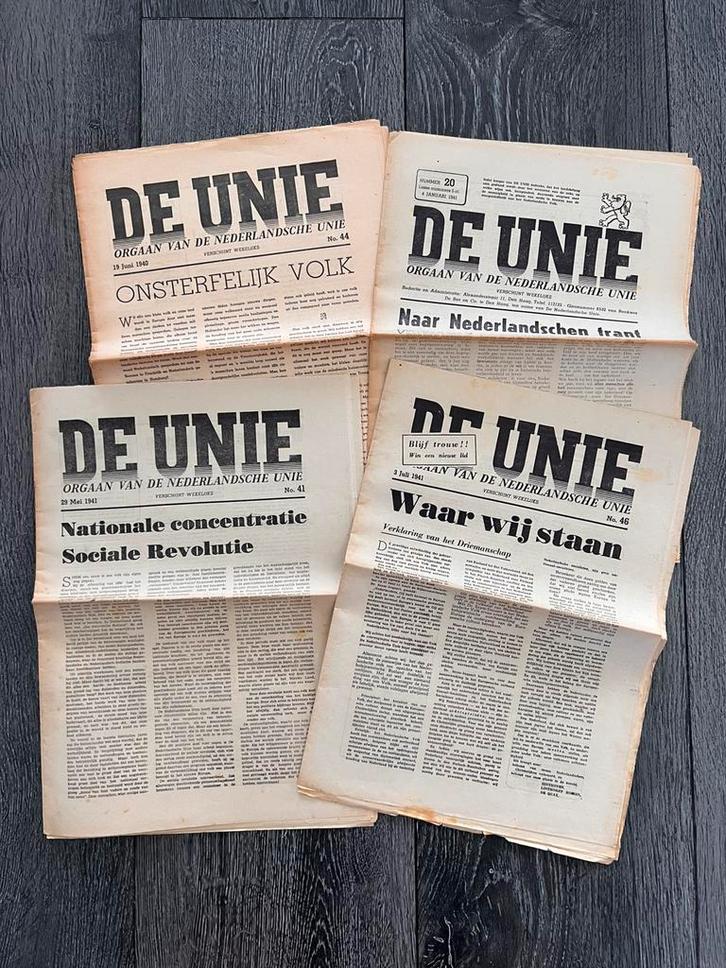 4x De Unie krant | 1940 en 1941, Verzamelen, Militaria | Tweede Wereldoorlog, Nederland, Ophalen of Verzenden
