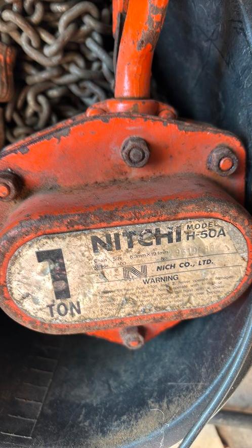 Handkettingtakel Nitchi H 50 A 1 ton, Doe-het-zelf en Verbouw, Lieren en Takels, Gebruikt, Handmatig, Ophalen