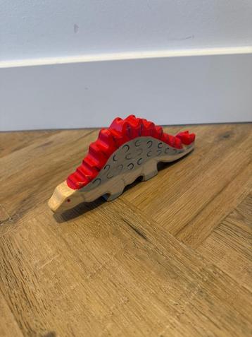 Heel goed beige rood Holztiger houten stegosaurus dino figuu beschikbaar voor biedingen