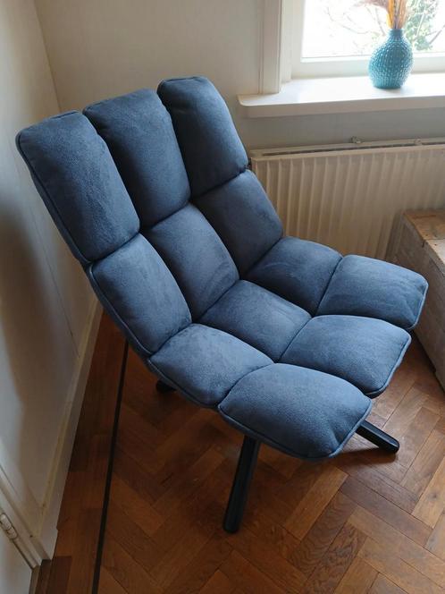 Blauw suede Intratuin stoelen, Huis en Inrichting, Fauteuils, Zo goed als nieuw, 75 tot 100 cm, Ophalen