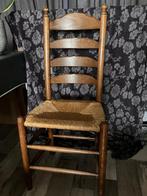 4 houten eetkamerstoelen met rieten zitting, Huis en Inrichting, Stoelen, Ophalen, Riet of Rotan, Gebruikt, Bruin