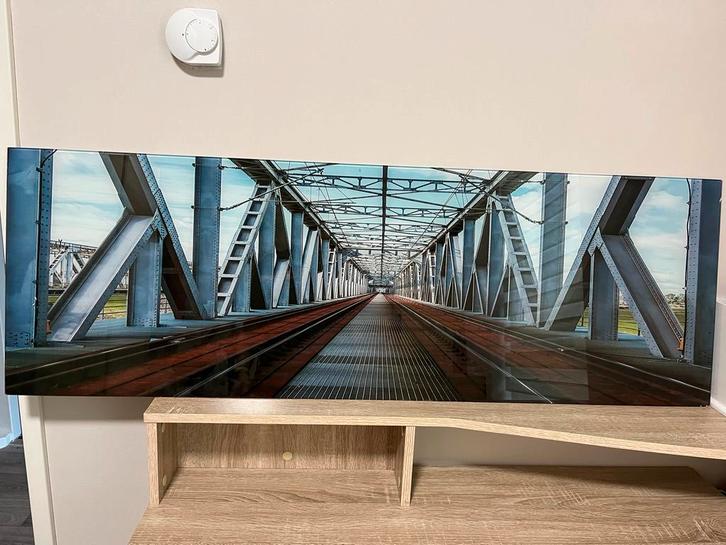 Glasplaat Decoratie Spoorbrug - 120cm Breed, Huis en Inrichting, Woonaccessoires | Schilderijen, Tekeningen en Foto's, Gebruikt