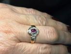 Gouden Vintage ring edelsteen robijn en diamant. 2026/64., Ophalen of Verzenden, Zo goed als nieuw, ., Met edelsteen
