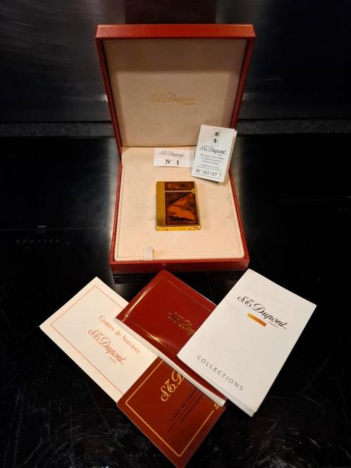 S.T. DUPONT BRIQUET GATSBY LAQUE DE CHINE NARVAL GOLD OVP, Verzamelen, Rookartikelen, Aanstekers en Luciferdoosjes, Zo goed als nieuw