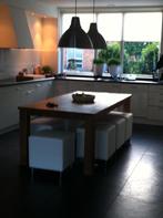 Teak houten tafel - 220x100 cm, Ophalen, Gebruikt, Teakhout, 200 cm of meer