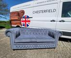 3 zit Chesterfield bank in stof (Nieuw!) Origineel Engels., Huis en Inrichting, Ophalen, Driepersoons, 75 tot 100 cm, Zo goed als nieuw