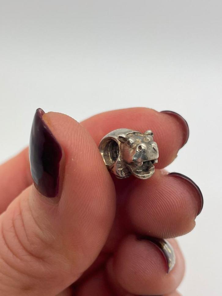 B269 Pandora zilveren bedel nijlpaard, Sieraden, Tassen en Uiterlijk, Bedels, Pandora, Zilver, 1 bedel, Ophalen of Verzenden