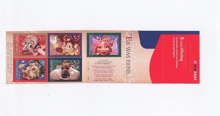 Mapje met 5 Efteling postzegels - "Er was eens..." sprookjes, Verzamelen, Efteling, Nieuw, Overige typen, Ophalen of Verzenden