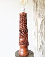 Prachtige XL Vintage Indiase 60s / 70s Bali - Ibiza LAMP, Minder dan 100 cm, Gebruikt, Vintage bewerkt hout bali ibiza lamp staande houten