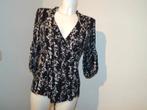 BA&SH zwarte wikkel top witte bloemetjes zilver accenten 2/M