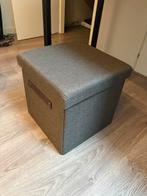 Grijze Opbergbox / Voetenbankje, Ophalen, Minder dan 50 cm, Vierkant, Zo goed als nieuw