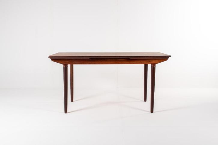 Deense palissander uitschuifbare eettafel | Harry Østergaard, Huis en Inrichting, Tafels | Eettafels, Gebruikt, 50 tot 100 cm
