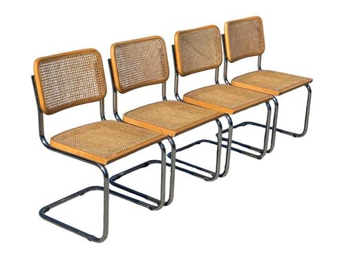 Set van 4 Cesca stoelen B32 made in italy design, Huis en Inrichting, Stoelen, Gebruikt, Vier, Metaal, Riet of Rotan, Wit, Ophalen
