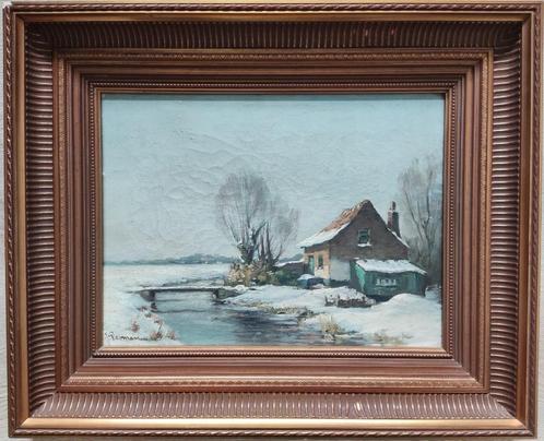 Willem Jan Pasman (1905-1984) - Wintergezicht met boerderij, Antiek en Kunst, Kunst | Schilderijen | Klassiek, Ophalen of Verzenden