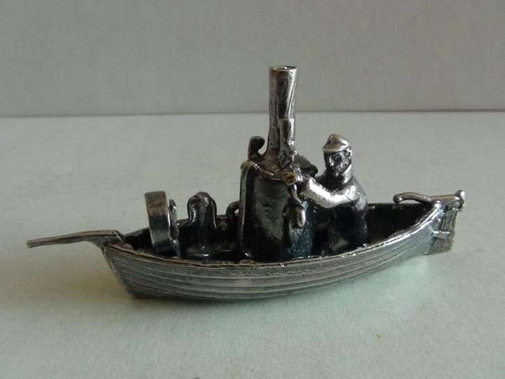Miniatuur zilver S1a stoom bootje schip zilveren miniaturen, Antiek en Kunst, Antiek | Goud en Zilver, Zilver, Verzenden