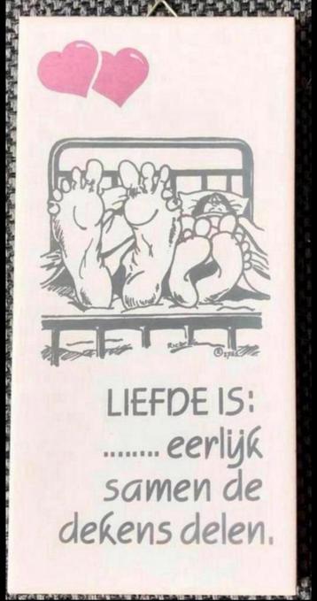Siertegel spreuk Liefde is: eerlijk samen de dekens delen. beschikbaar voor biedingen