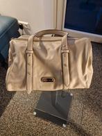 Zgan tas gehamerd leer creme handvatten en schouderstrap, Ophalen of Verzenden, Zo goed als nieuw, Handtas