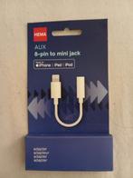 Hema AUX 8-pin naar mini jack adapter apple, Ophalen of Verzenden, Nieuw, Minder dan 2 meter, Overige kabels