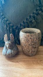 Antieke Set: Vaas & Haas Beeldje Steen Woonaccessoires Egypt, Antiek en Kunst, Ophalen of Verzenden