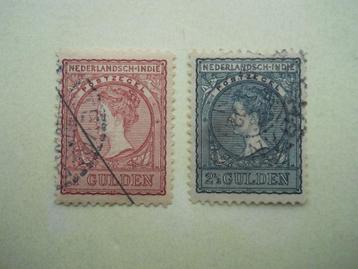 Nederlands Indie 1906 Koningin Wilhelmina Nvph.58B-59B gest. beschikbaar voor biedingen