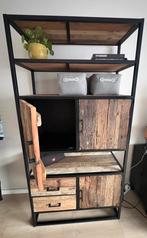 Railway kast mangohout – industrieel | 200x100x40 cm, 200 cm of meer, Zo goed als nieuw, Overige houtsoorten, Met deur(en)