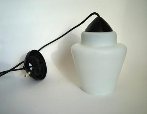 vintage Philips hanglamp met melkglas kap stoffen snoer., Huis en Inrichting, Lampen | Hanglampen, Gebruikt, 75 cm of meer, Glas