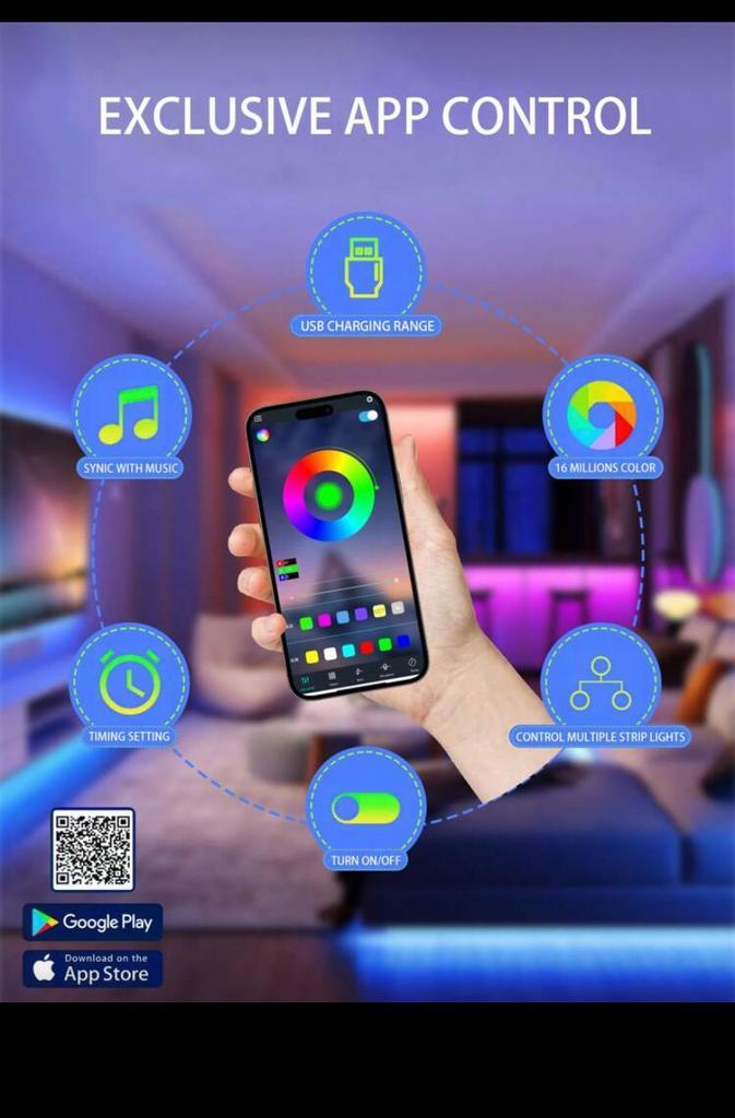 LED Strip met App Bediening, Huis en Inrichting, Lampen | Hanglampen, Nieuw, Minder dan 50 cm, Kunststof, Ophalen of Verzenden