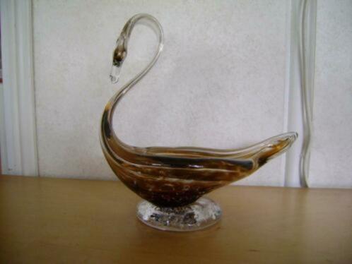 Prachtige zwaan van wit en bruin glas.Hisslinger Rattenberg, Verzamelen, Overige Verzamelen, Zo goed als nieuw, Ophalen of Verzenden