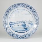 Antiek delfts aardewerken bord decoratie Zaandam van Vooren, Ophalen of Verzenden