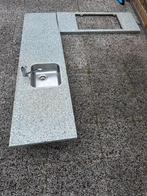 L-vormige marmeren werkblad, Ophalen, 150 tot 200 cm, Zo goed als nieuw, Grijs