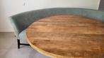 Ronde eettafel 150cm met halfronde teddy bank, Ophalen, Hout, 125 tot 150 cm, 150 tot 200 cm