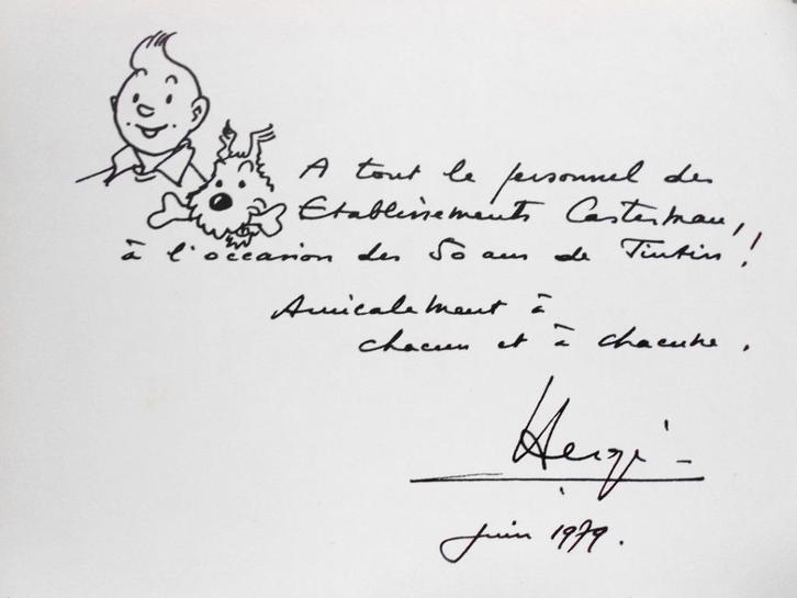 Kuifje - Le Musée Imaginaire de Tintin - dédicace Hergé 1979, Boeken, Stripboeken, Nieuw, Eén stripboek, Ophalen of Verzenden