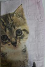 dekbedovertrek kinder eenpersoons roze kitten poes 140x200cm, Dekbedovertrek, Ophalen of Verzenden, Jongetje of Meisje, Zo goed als nieuw