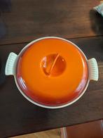 Gietijzeren/geëmailleerd pannetje met 3 vakken, Huis en Inrichting, Keuken | Potten en Pannen, Ophalen, Zo goed als nieuw, Gietijzer