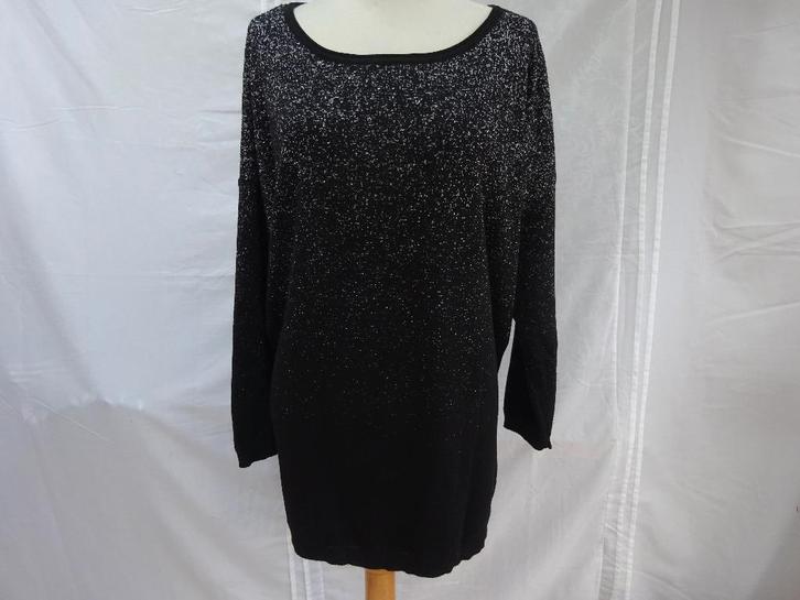 Zwart met zilver stretch trui - maat XXL, Kleding | Dames, Jassen | Winter, Zo goed als nieuw, Maat 46/48 (XL) of groter, Zwart