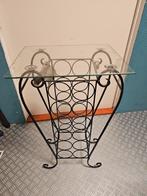 Gietijzeren wijnrek met glazen bovenkant - Gebruikt, Gebruikt, Ophalen of Verzenden, Metaal, 5 tot 15 flessen