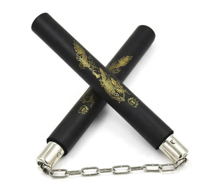 Zwart Foam Nunchaku/Nunchucks met ketting, Sport en Fitness, Vechtsporten en Zelfverdediging, Gebruikt, Overige, Vechtsportmateriaal