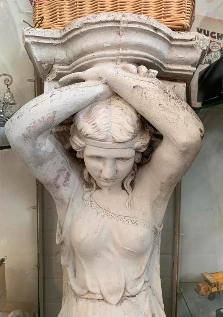 Beeld antieke 120 cm grote kariatide vrouwen beeld, Antiek en Kunst, Kunst | Beelden en Houtsnijwerken, Ophalen of Verzenden