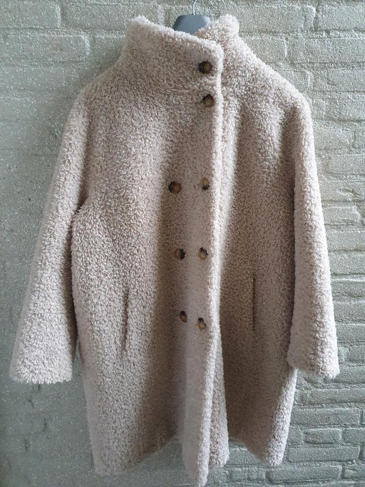 Rino en Pelle Ena Teddy jas maat 46, Kleding | Dames, Jassen | Winter, Zo goed als nieuw, Maat 46/48 (XL) of groter, Beige, Ophalen of Verzenden