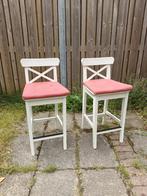 IKEA INGOLF barkrukken met rugleuning, 63 cm, Huis en Inrichting, Stoelen, Ophalen, Twee, Wit, Zo goed als nieuw