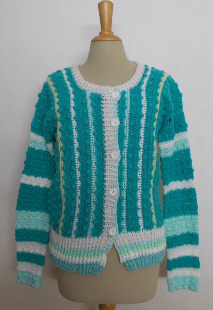 Hand gemaakt groen/wit gebreid/knitwear vestje! L, Kleding | Dames, Truien en Vesten, Zo goed als nieuw, Maat 42/44 (L), Groen