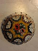 broche-micro mozaíek,diameter 4 1/2 cm, Ophalen of Verzenden, Gebruikt, Overige materialen, Met strass