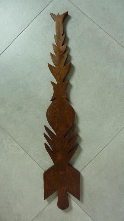 levensboom gevelteken eikenhout korenaren zonnerad maan, Ophalen, Zo goed als nieuw