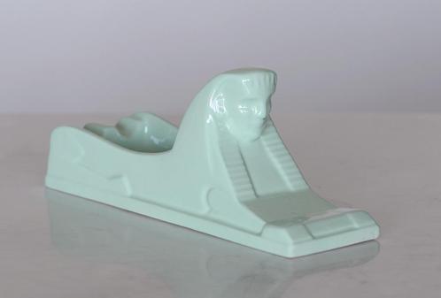 ✅ P. Regout SPHINX asbak groen Egyptian Revival ca. 1935, Antiek en Kunst, Antiek | Keramiek en Aardewerk, Ophalen of Verzenden