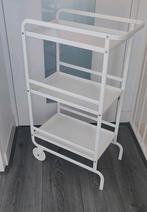 Wit metalen hoge nette 3-laags roltafel trolley serveertafel, Huis en Inrichting, Ophalen, Wit, 50 tot 100 cm, Zo goed als nieuw