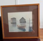 Aquarel van James Bersey - Boten op het Water, Ophalen of Verzenden