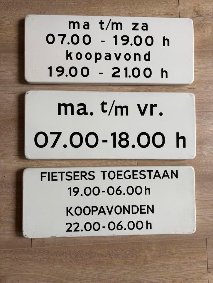 Verkeersbord onderbord met verschillende tijden, Antiek en Kunst, Curiosa en Brocante, Ophalen